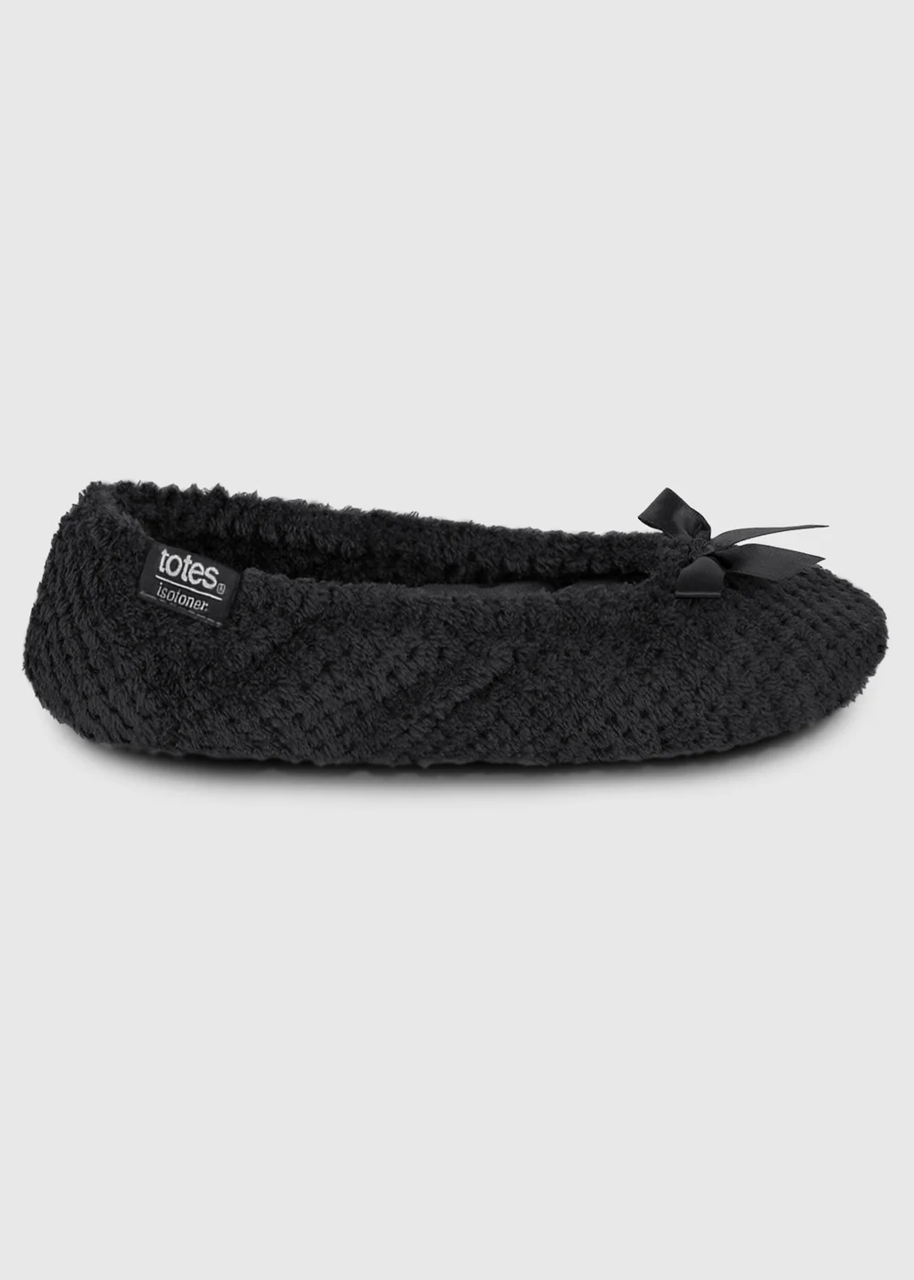 Totes Isotoner Black Ladies Popcorn Ballet Slippers - S Image 4