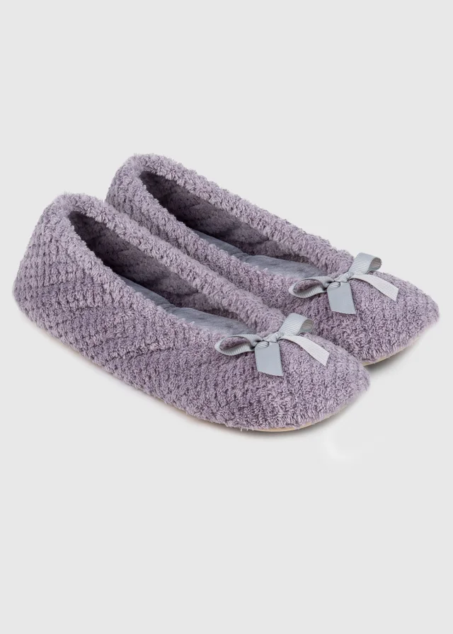 Totes Isotoner Grey Ladies Popcorn Ballet Slippers
