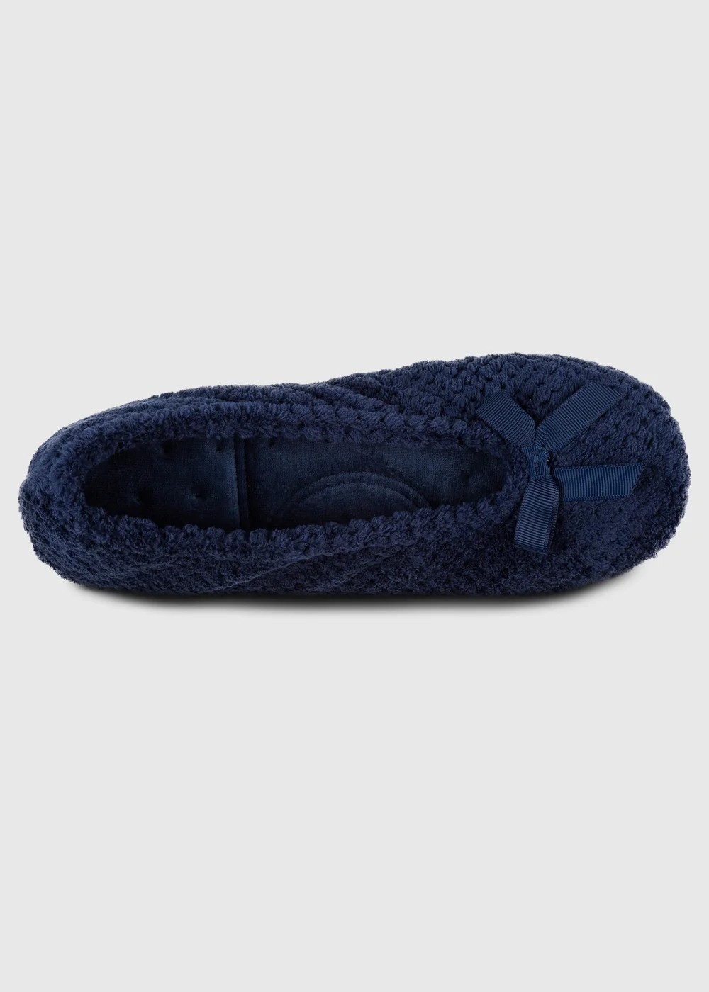 Totes Isotoner Navy Ladies Popcorn Ballet Slippers - M Image 5