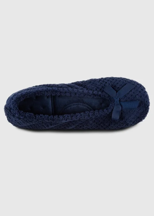 Totes Isotoner Navy Ladies Popcorn Ballet Slippers - M Image 5