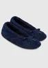 Totes Isotoner Navy Ladies Popcorn Ballet Slippers - M Image 1