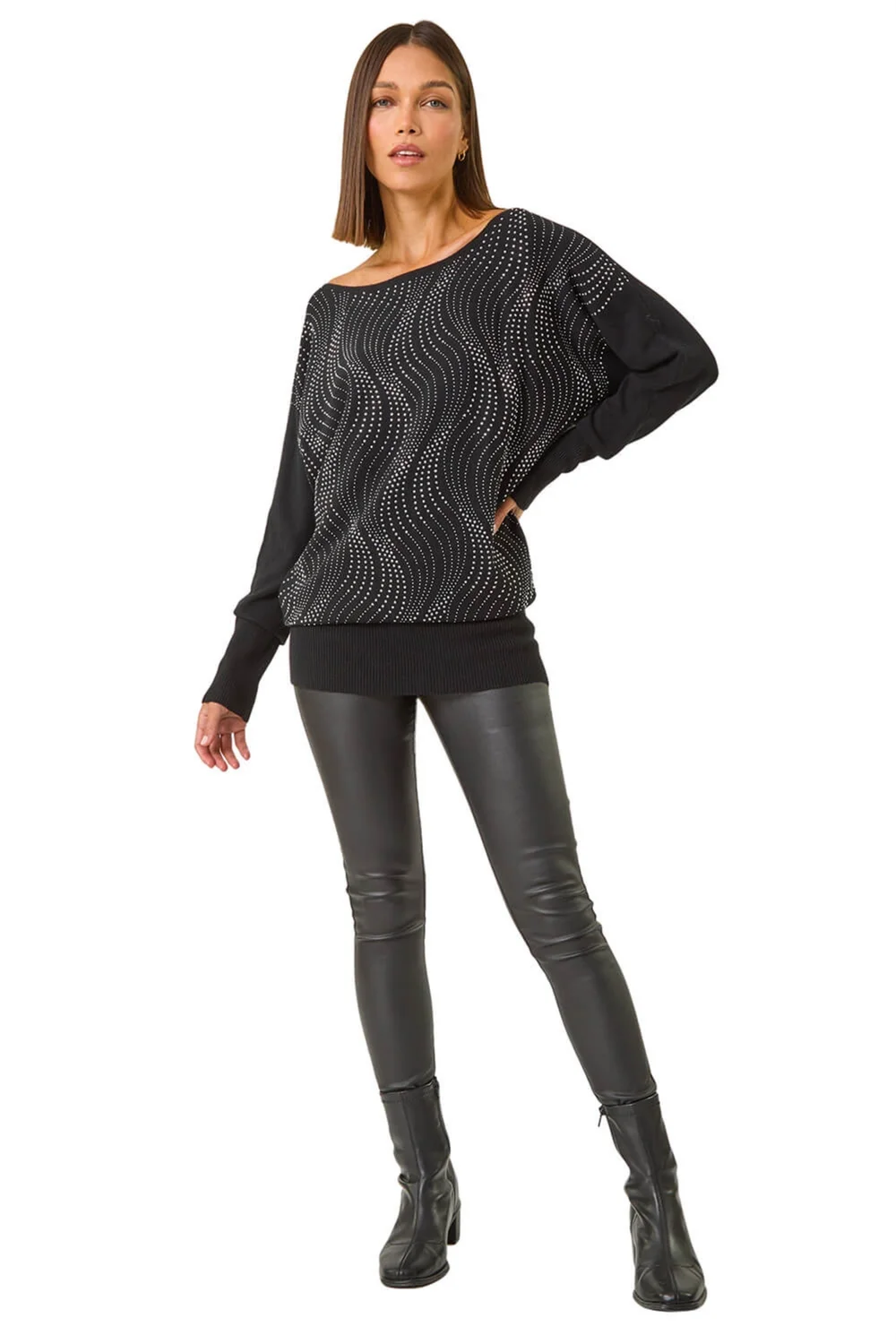 Roman Black Wave Hotfix Knit Jumper - 10 Image 1