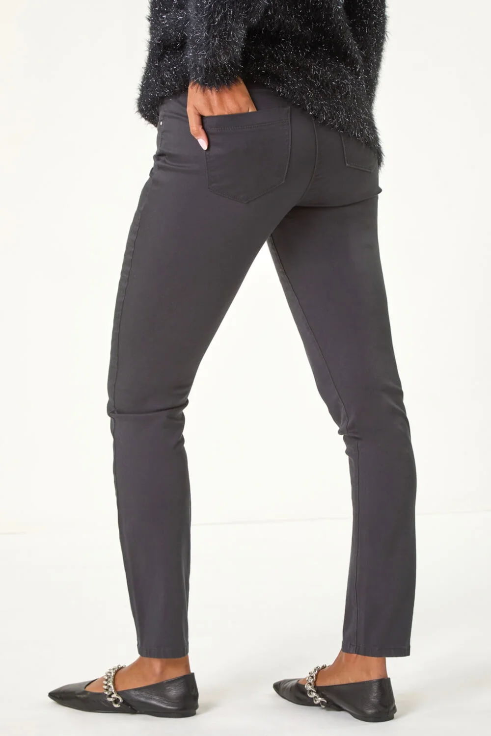 Roman Charcoal Elastic Waist 31" Denim Stretch Jegging - 10 Image 4