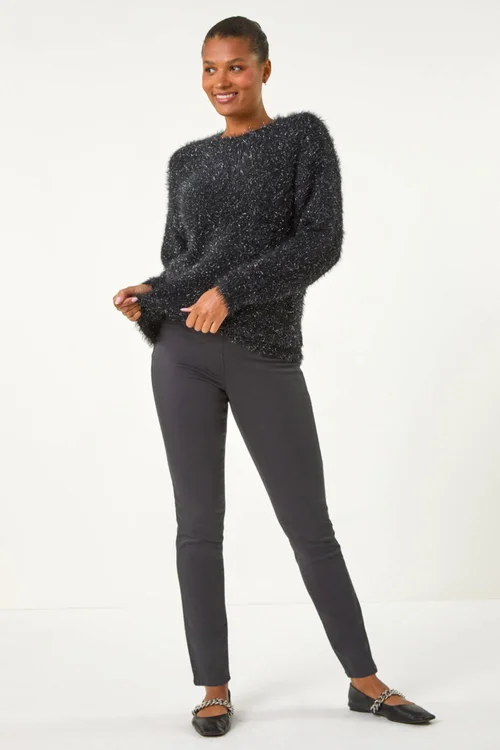 Roman Charcoal Elastic Waist 31" Denim Stretch Jegging - 10 Image 3
