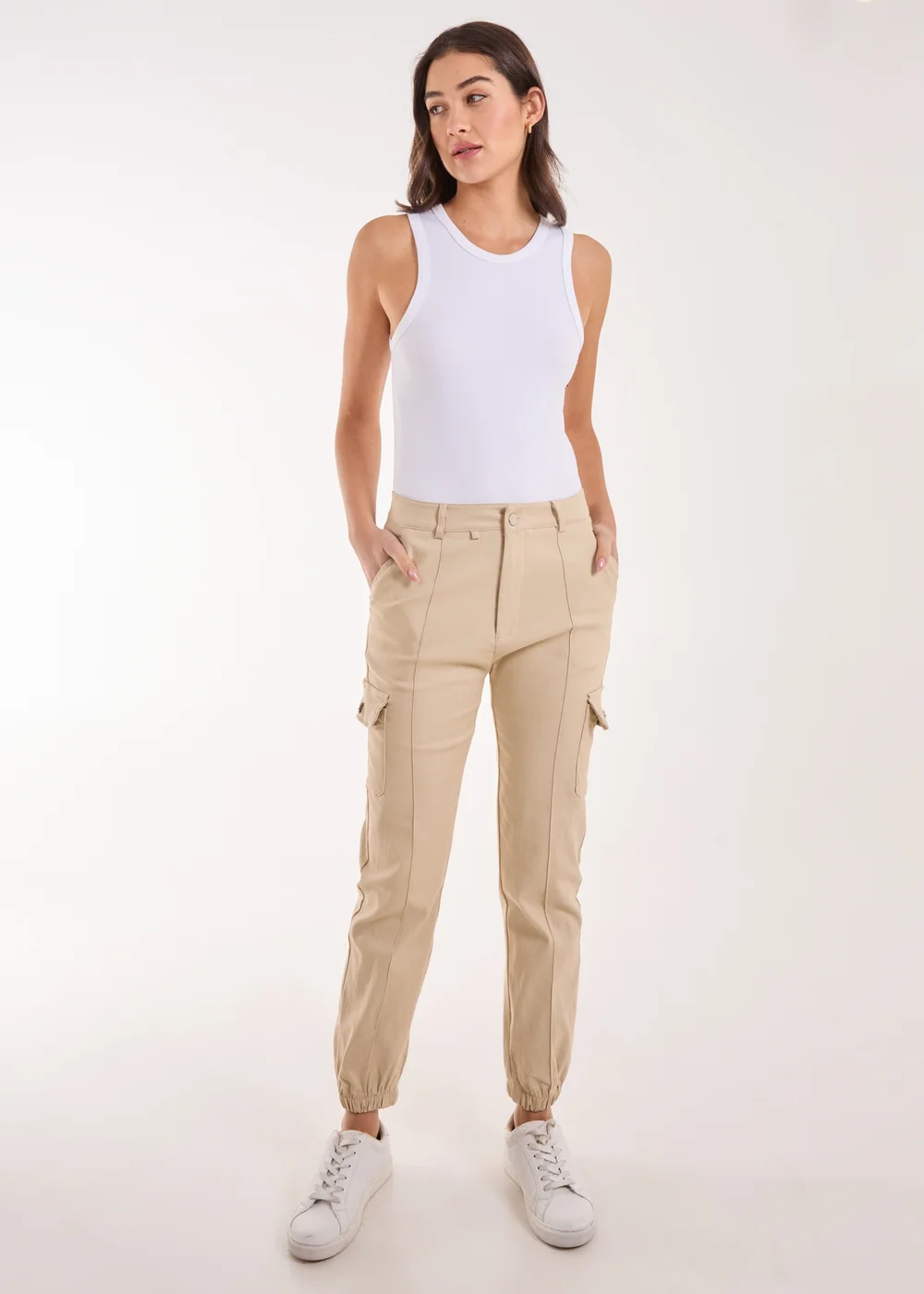 Pink Vanilla Stone Utility Stretch Cargo Trousers - 8 Image 1
