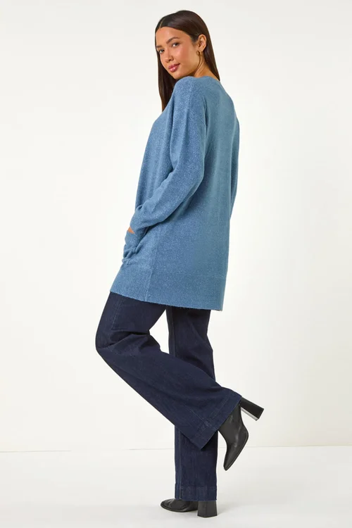 Roman Denim Soft Knit Longline Cardigan - 10 Image 3