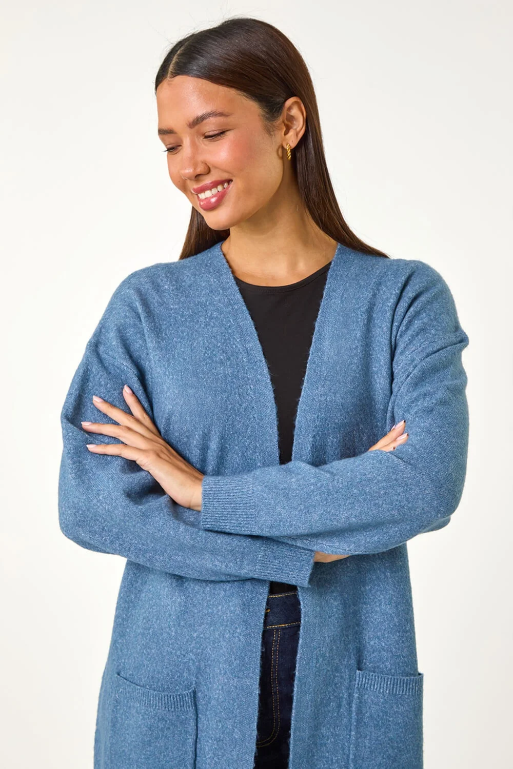 Roman Denim Soft Knit Longline Cardigan - 10 Image 4