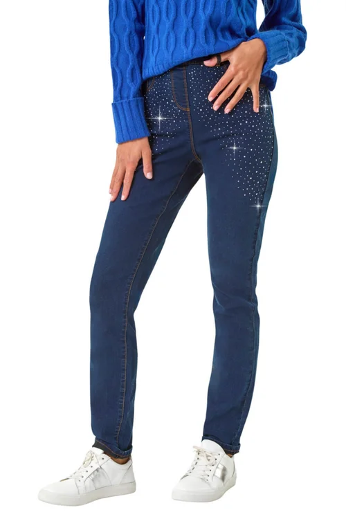 Roman Indigo Blue Shimmer Hotifix Trim Jegging - 12 Image 1