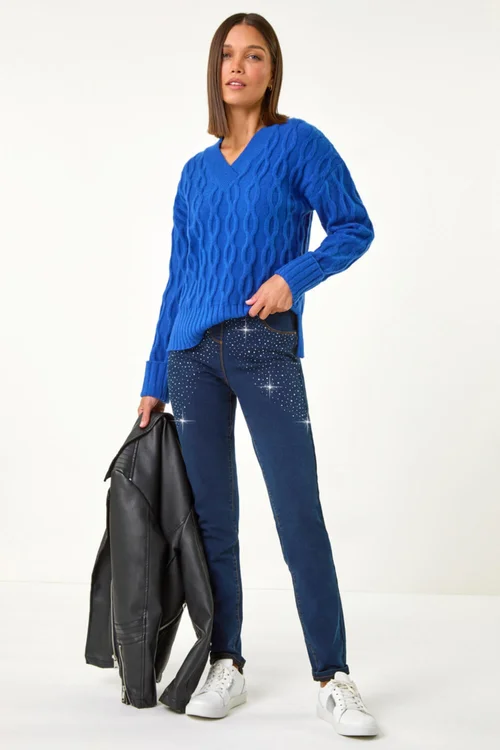 Roman Indigo Blue Shimmer Hotifix Trim Jegging - 12 Image 3