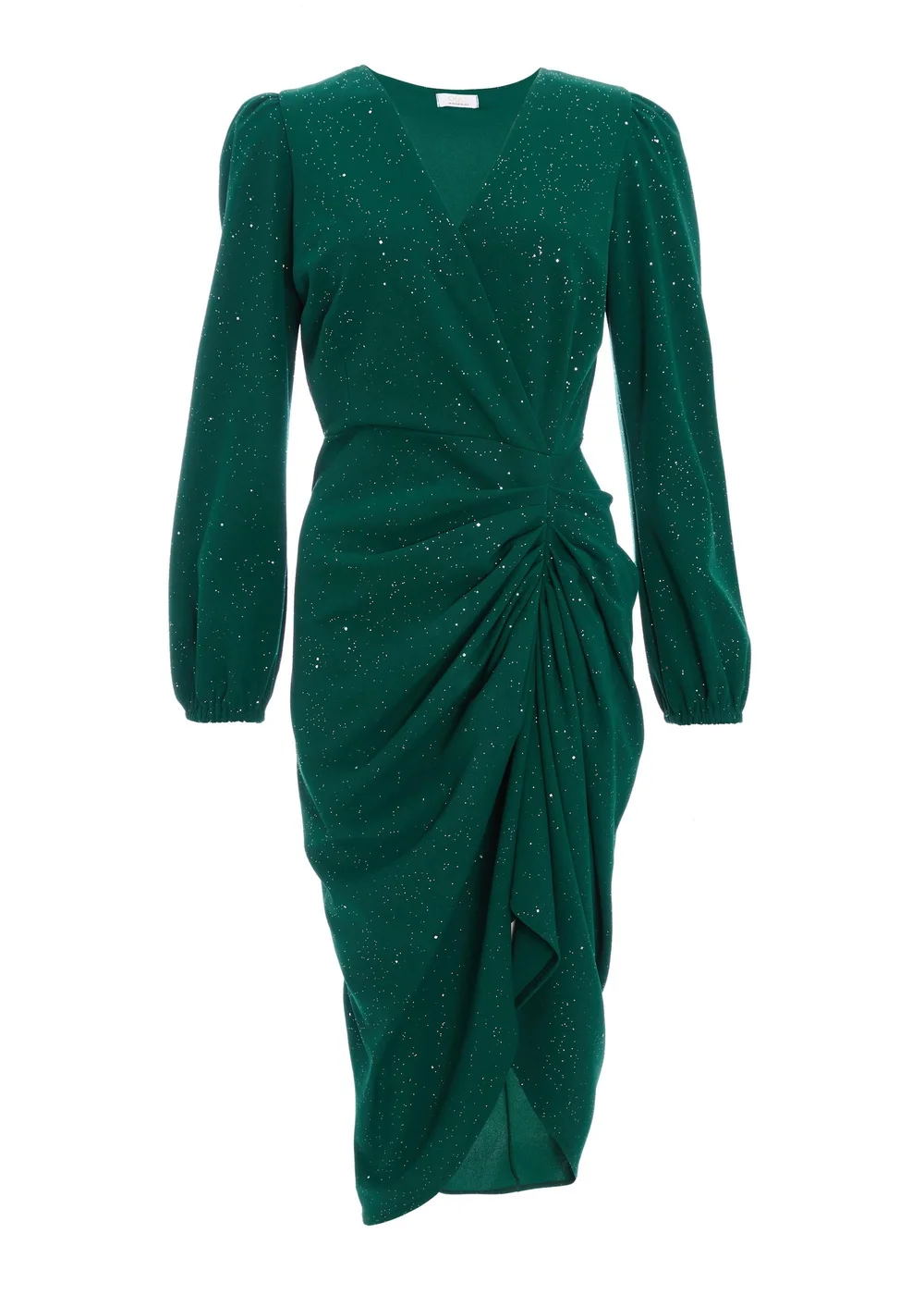 Quiz Green Glitter Midi Dress - 14 | Matalan Quiz Green Glitter Midi Dress - 14 | Matalan