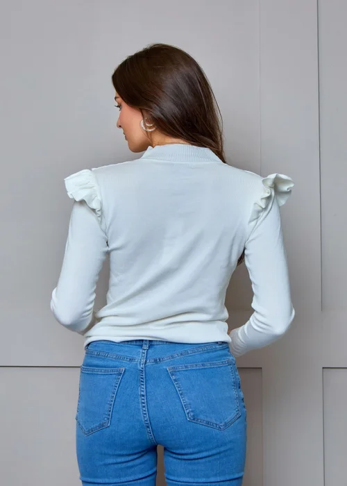 Chi Chi London White Broderie Trim Knitted Jumper - S Image 2