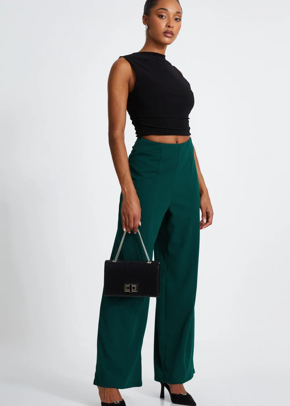 Quiz Green Wide Leg Trousers - 6 Image 3