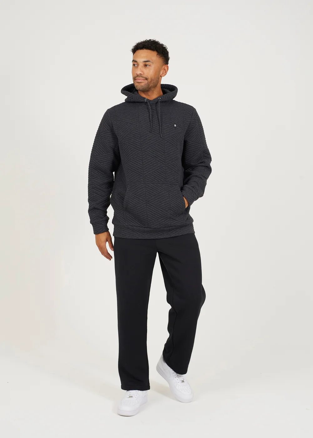 Brave Soul Charcoal Overhead Hoody with Geometric Pattern - S Image 4