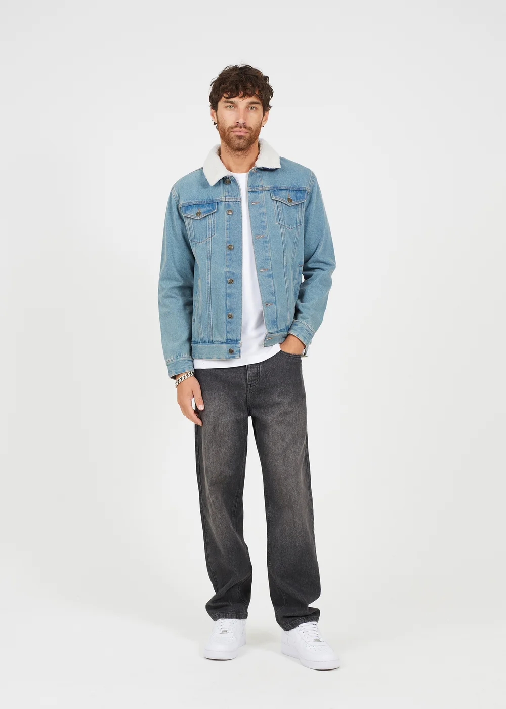 Brave Soul Light Blue Cotton Denim Jacket with Detachable Borg Collar - L Brave Soul Light Blue Cotton Denim Jacket with Detachable Borg Collar - L