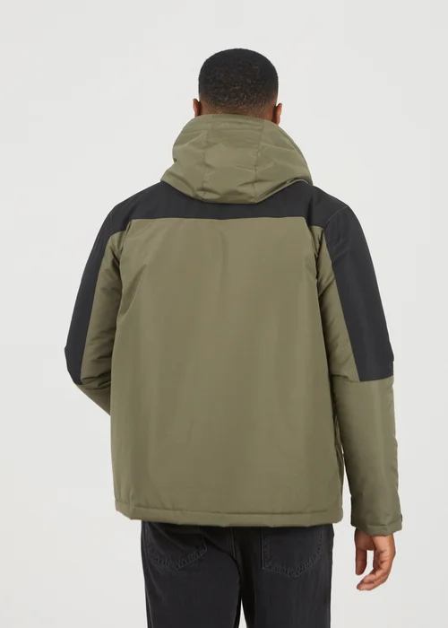 Brave Soul Khaki Colour Block Hooded Jacket - M Image 2