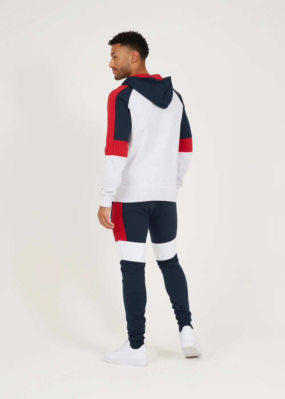 Brave Soul Ecru Contrast Panel Full Zip Hoody and Jogger Set - S Image 2