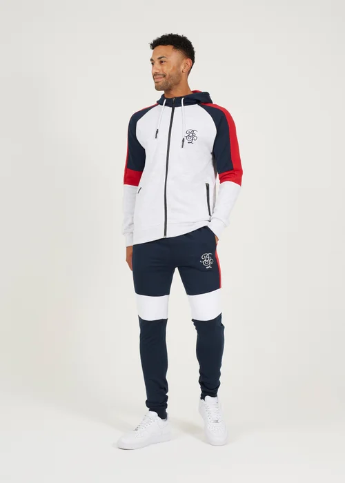 Brave Soul Ecru Contrast Panel Full Zip Hoody and Jogger Set - S Image 1