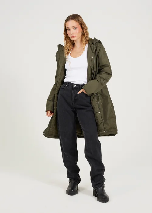 Brave Soul Khaki Shower Resistant Padded Parka Jacket - 8 Image 1