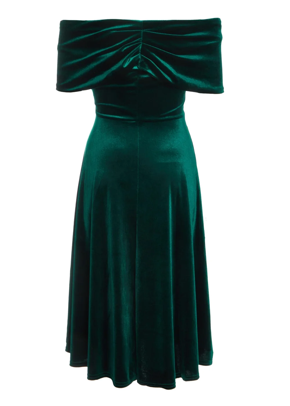 Quiz Green Velvet Bardot Midi Dress - 14 | Matalan Quiz Green Velvet Bardot Midi Dress - 14 | Matalan