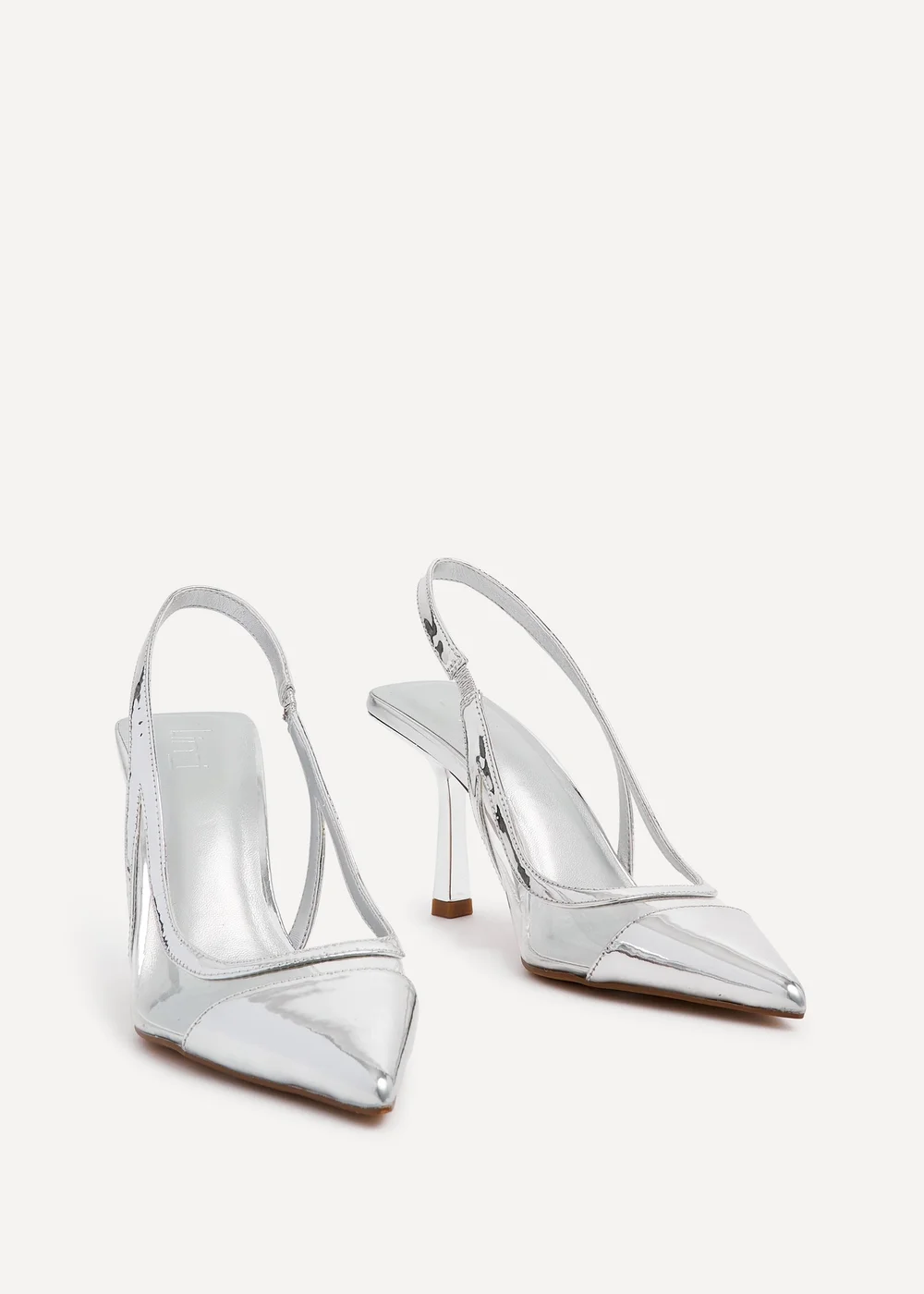 Linzi Shyla Silver Metallic & Perspex Sling Back Court Heel - 3 Image 3