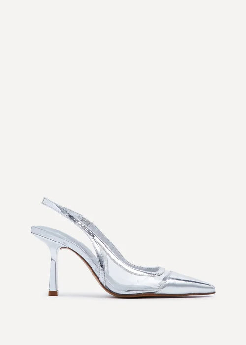 Linzi Shyla Silver Metallic & Perspex Sling Back Court Heel - 3 Image 2