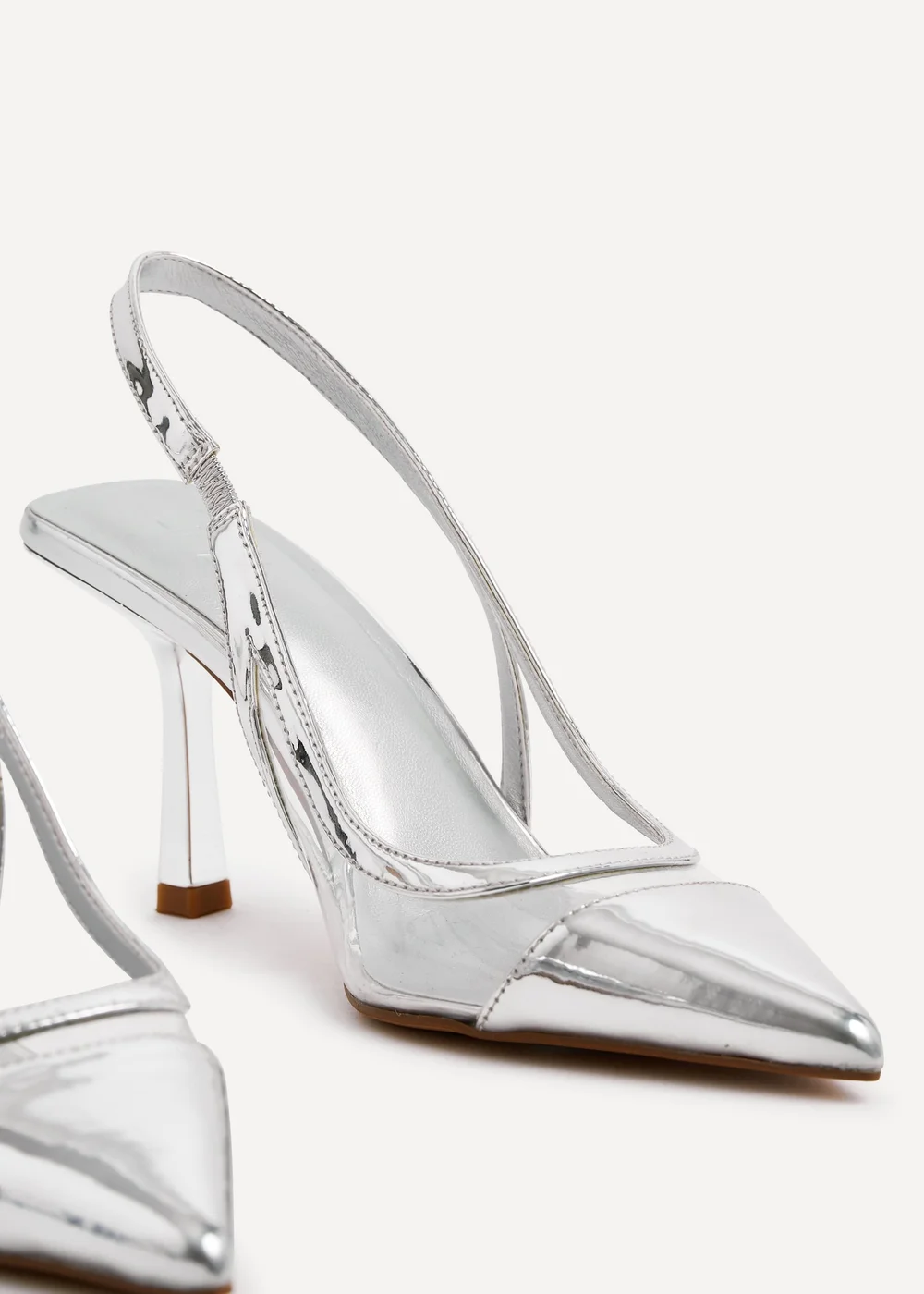 Linzi Shyla Silver Metallic & Perspex Sling Back Court Heel - 3 Image 4