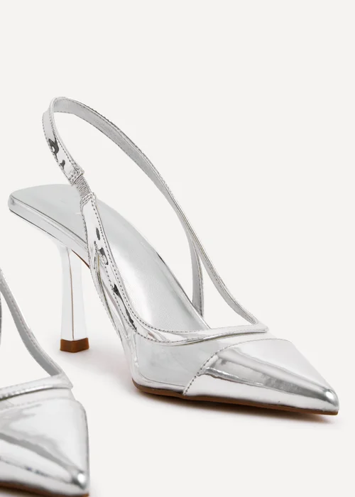 Linzi Shyla Silver Metallic & Perspex Sling Back Court Heel - 3 Image 4