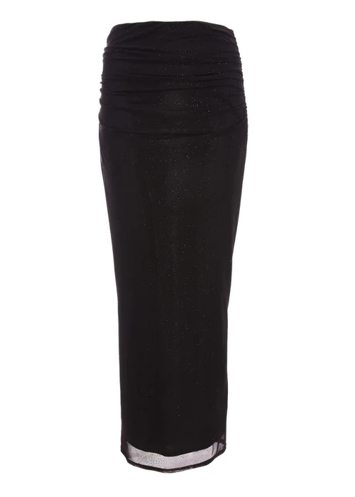 Quiz Black Glitter Mesh Midaxi Skirt - Size 4 Clothing Image 4