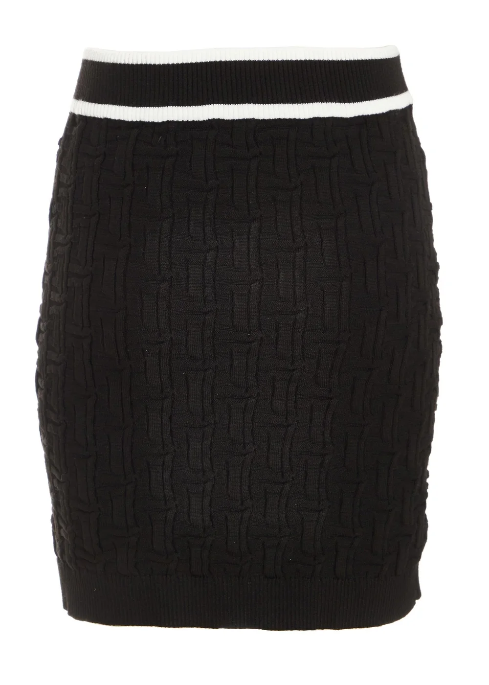 Quiz Black Knit Contrast Trim Skirt - Small Image 5