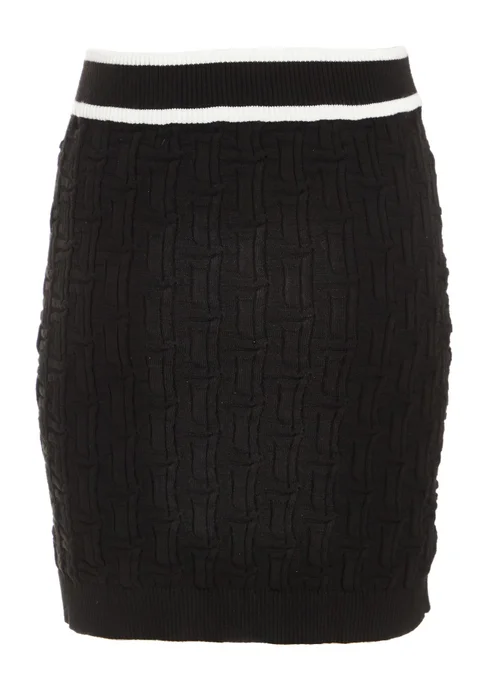 Quiz Black Knit Contrast Trim Skirt - Small Image 5