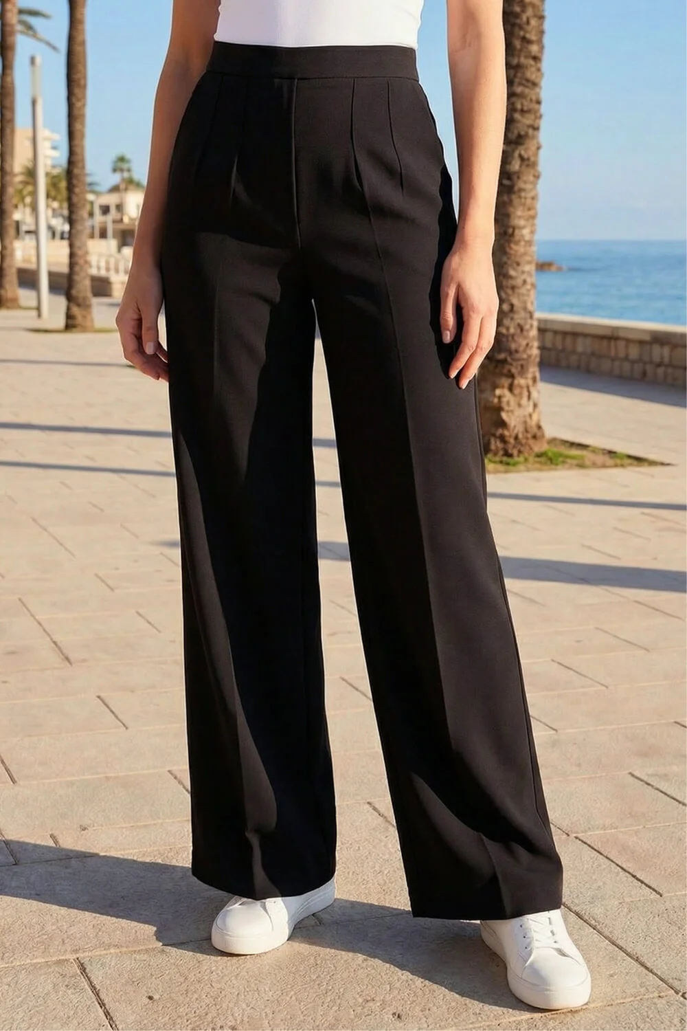 Roman Black Petite Wide Leg Ponte Stretch Trouser - 18 Image 2