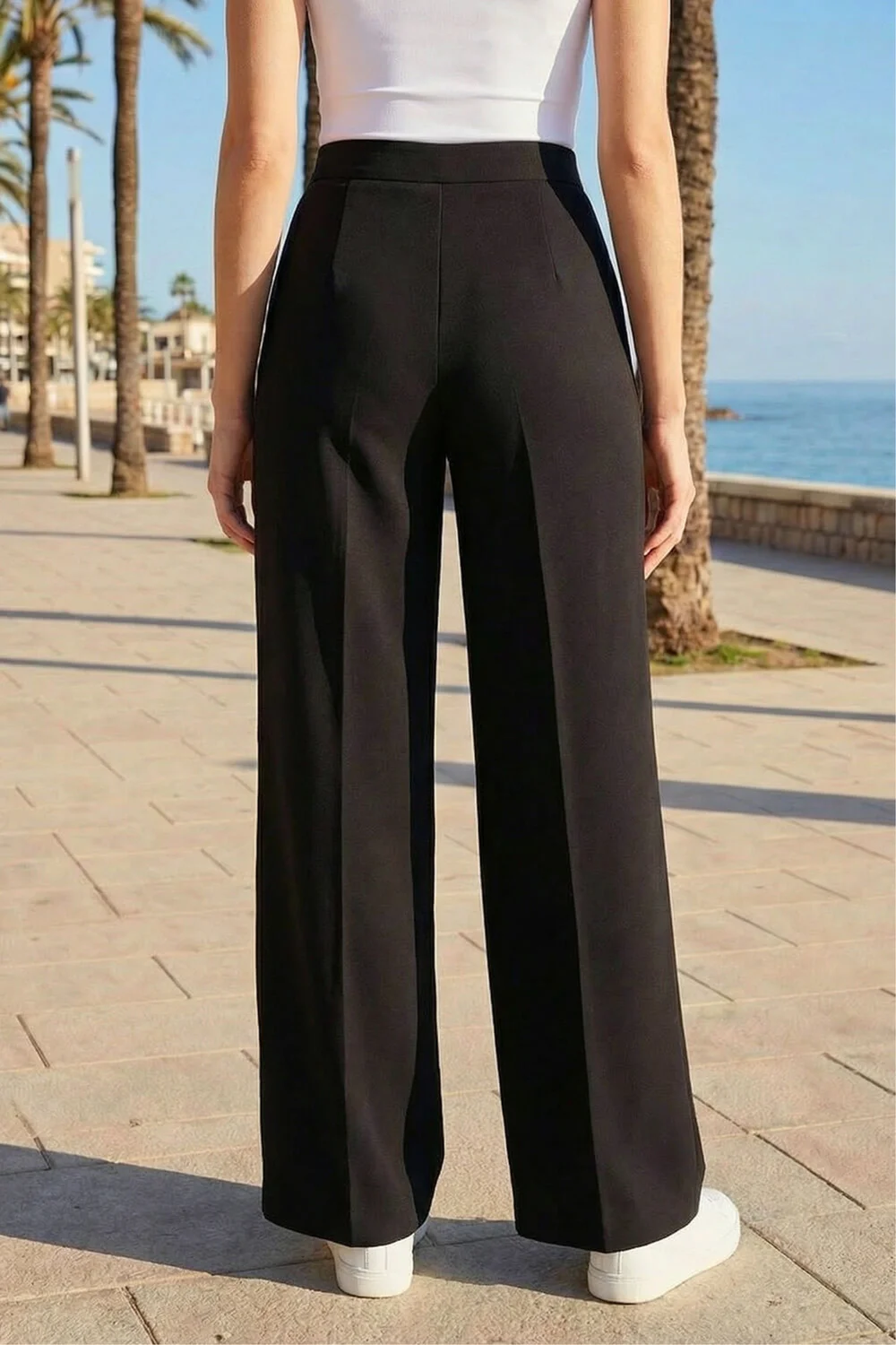Roman Black Petite Wide Leg Ponte Stretch Trouser - 18 Image 3