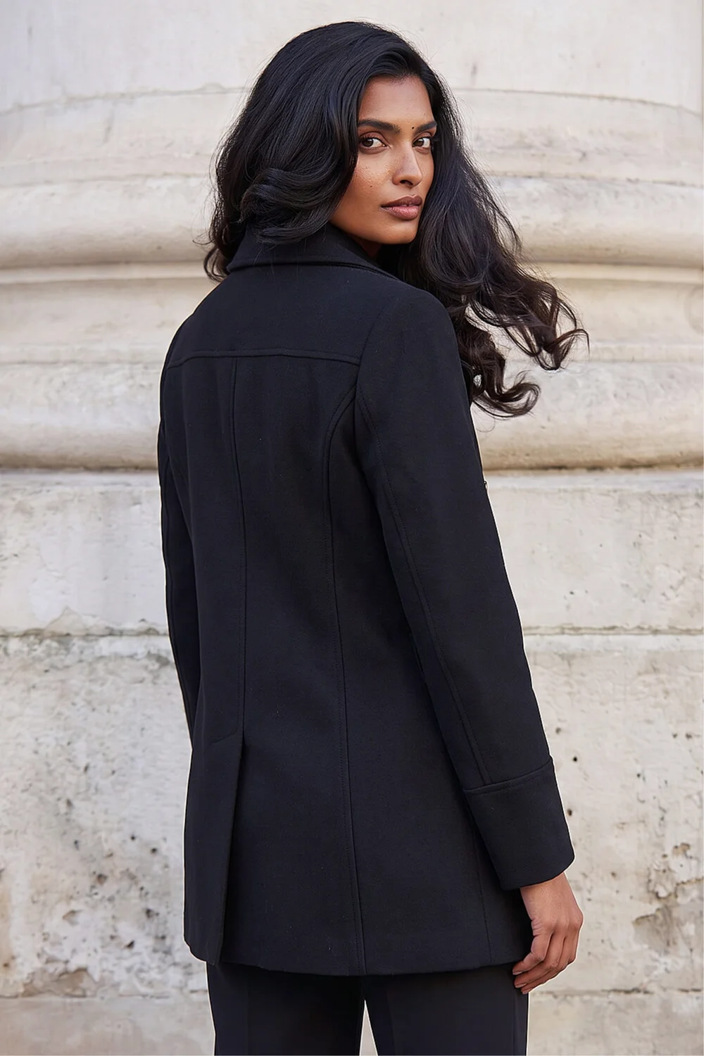 Roman Black Double Breasted Smart Coat - 16 Image 4