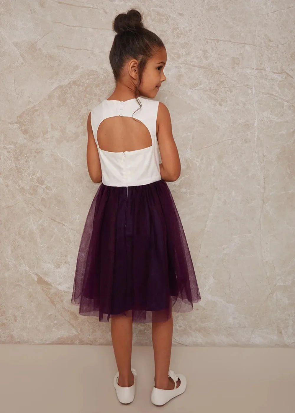 Chi Chi London Purple Girls Contrast 3D Floral Tutu Dress (3-12 Years) - 3 Yrs Image 4