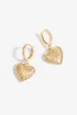 Mood Gold Textured Heart Drop Earrings - One Size Image 1