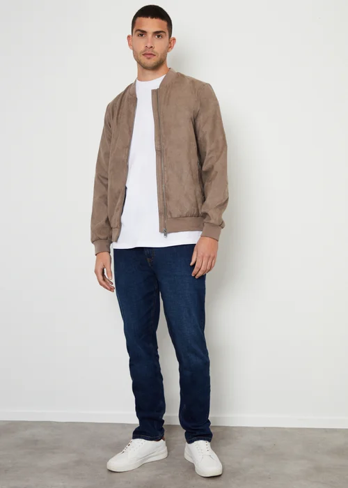 Threadbare Taupe Faux Suede Bomber Jacket - L Image 4