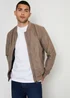 Threadbare Taupe Faux Suede Bomber Jacket - L Image 1
