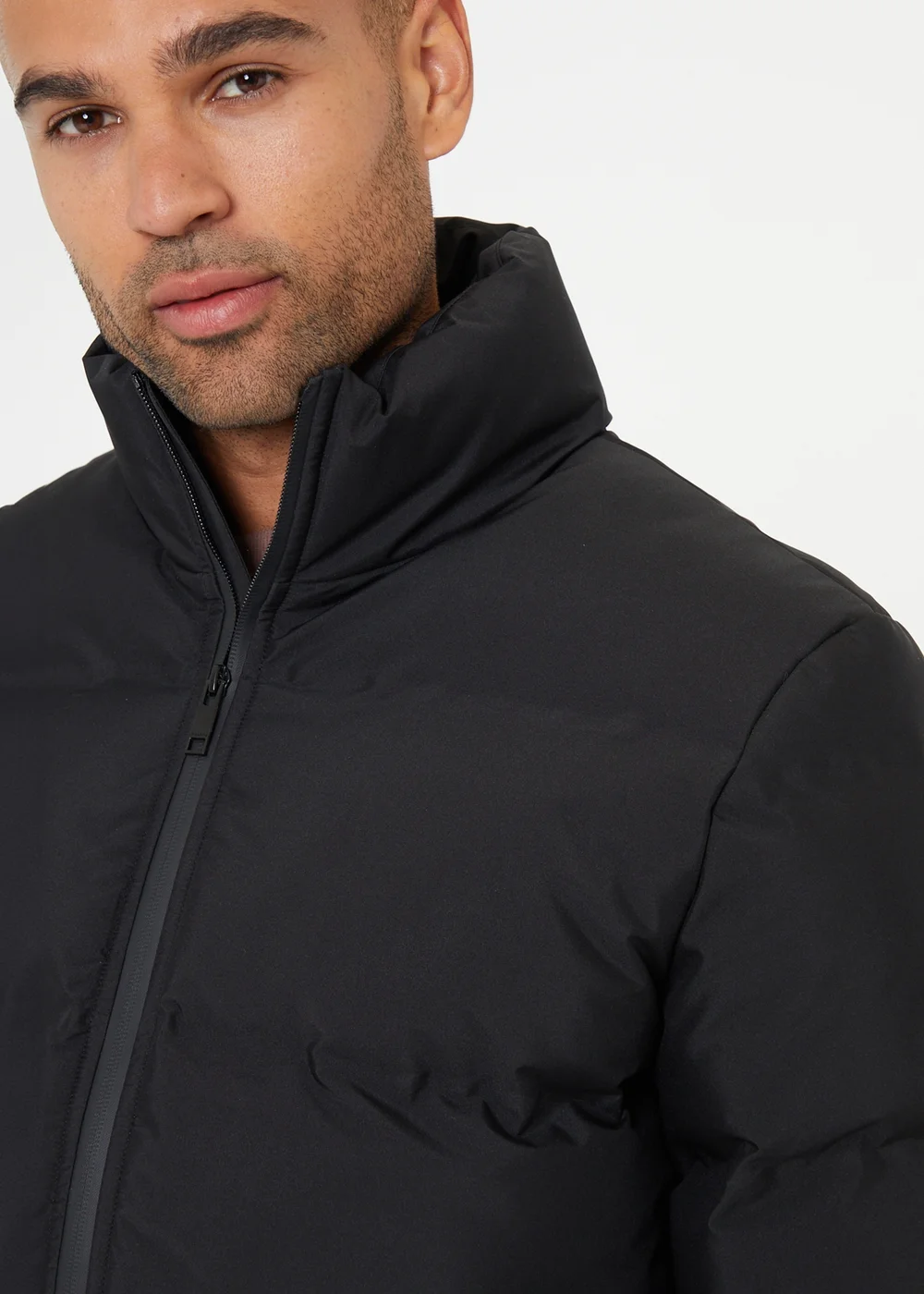 Threadbare Black Showerproof Funnel Neck Puffer Jacket - S Image 3