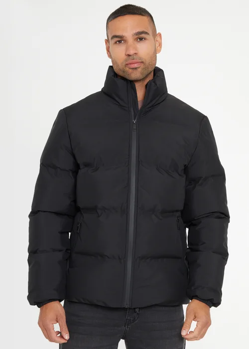 Threadbare Black Showerproof Funnel Neck Puffer Jacket - S Image 5
