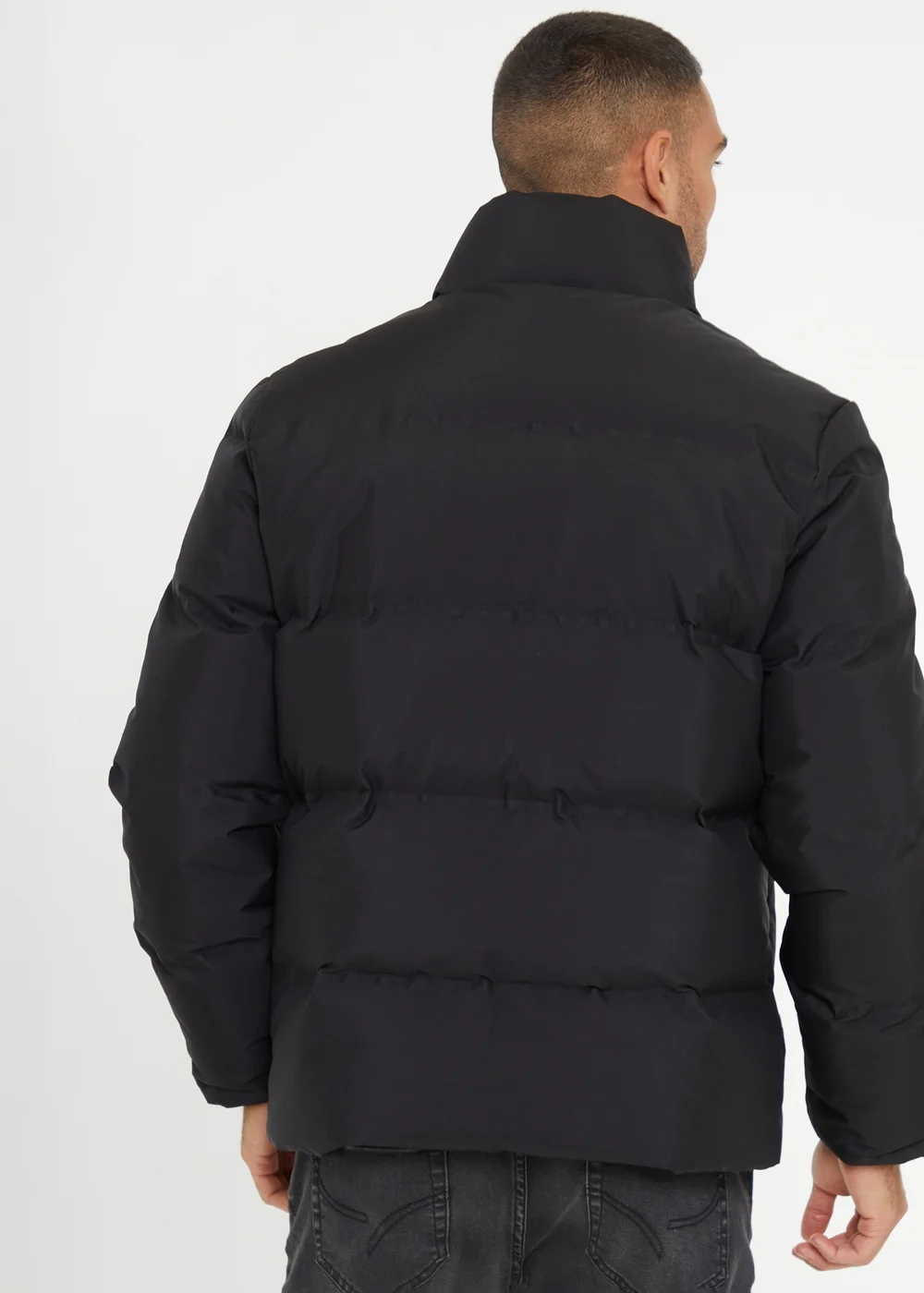 Threadbare Black Showerproof Funnel Neck Puffer Jacket - S Image 2