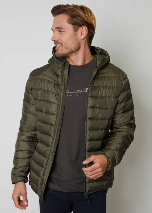 Threadbare Khaki Matte Finish Padded Hooded Jacket - XL Image 1