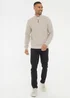 Threadbare Natural Waffle Knit Quarter Zip Jumper - Medium Image 4