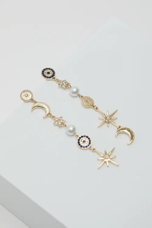 Mood Celestial Mismatch Drop Earrings - One Size Image 2