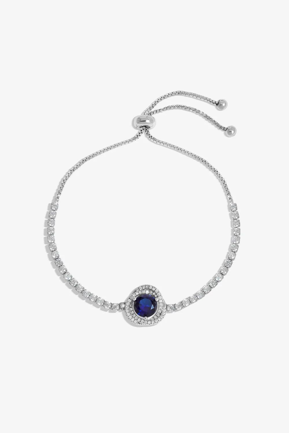 Jon Richard Rhodium Plated Sapphire Halo Toggle Bracelet - One Size Image 2