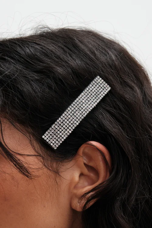 Mood Black Crystal Wide Diamante Hair Clip - One Size Image 1