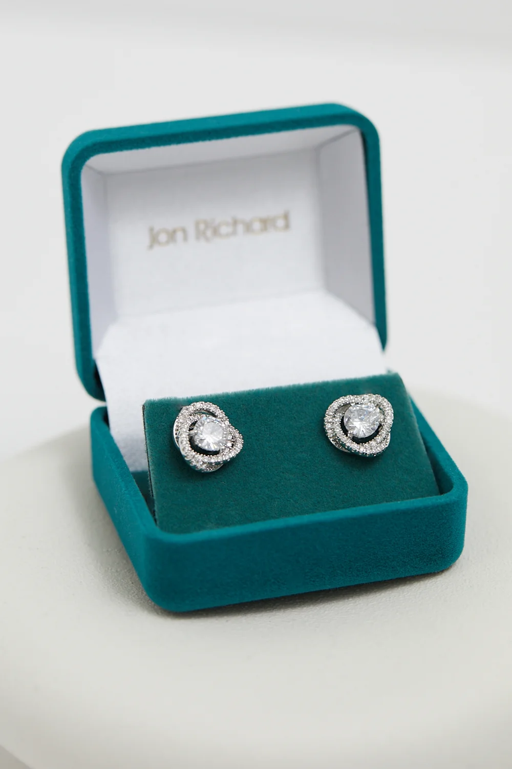 Jon Richard Rhodium Plated Crystal Halo Earrings - One Size Image 1
