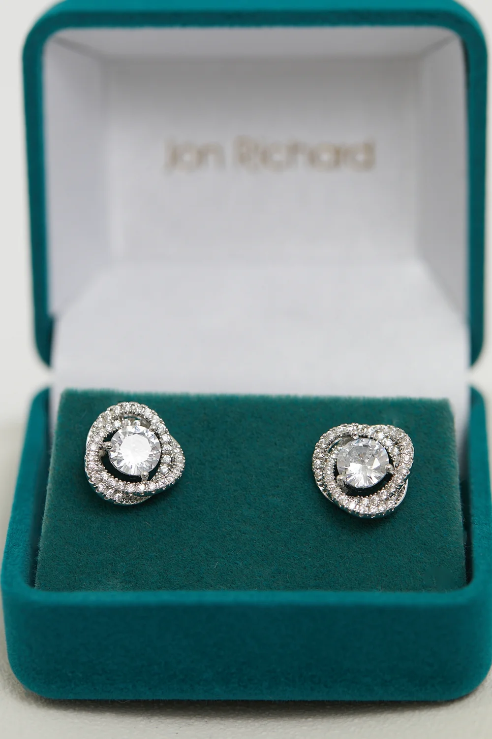 Jon Richard Rhodium Plated Crystal Halo Earrings - One Size Image 2