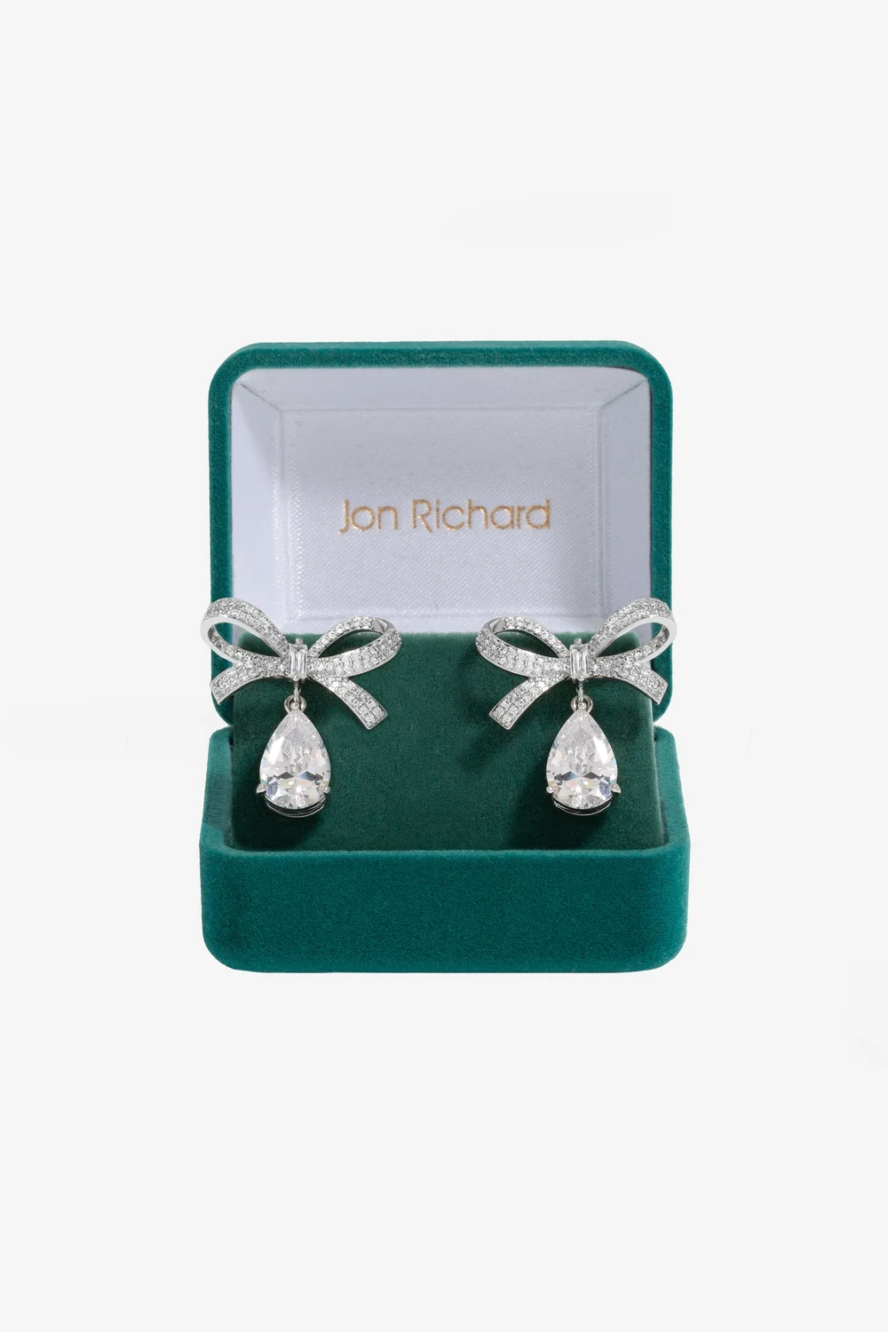 Jon Richard Rhodium Plated And Crystal Bow Earrings - Gift Boxed - One Size Image 1