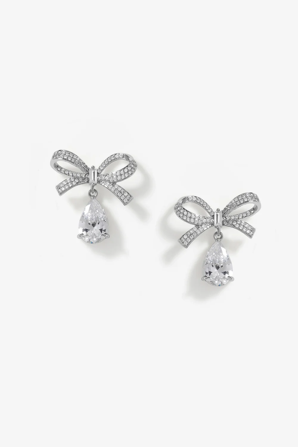 Jon Richard Rhodium Plated And Crystal Bow Earrings - Gift Boxed - One Size Image 2