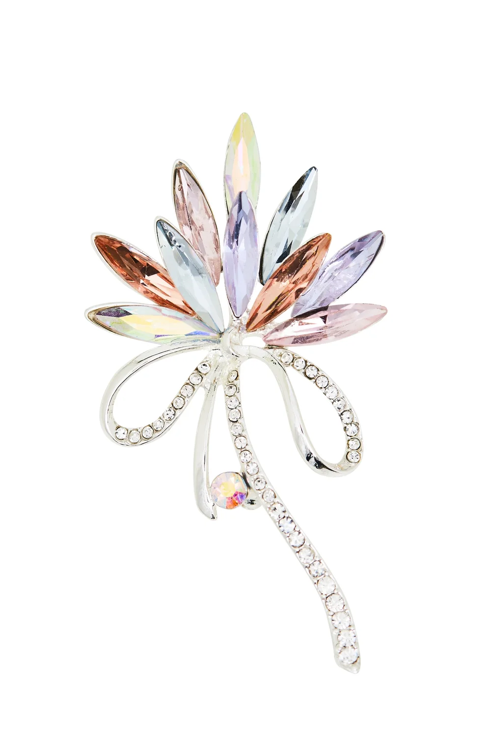 Jon Richard Silver Plated Pink Crystal Navette Decorative Brooch - Gift Boxed - One Size Image 2